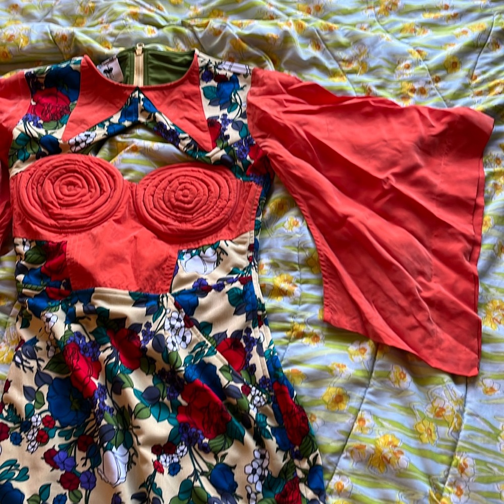 Nuvolo Floral Summer Cocktail Kimmno-Sleeve Dress Size Large - Picture 2 of 16